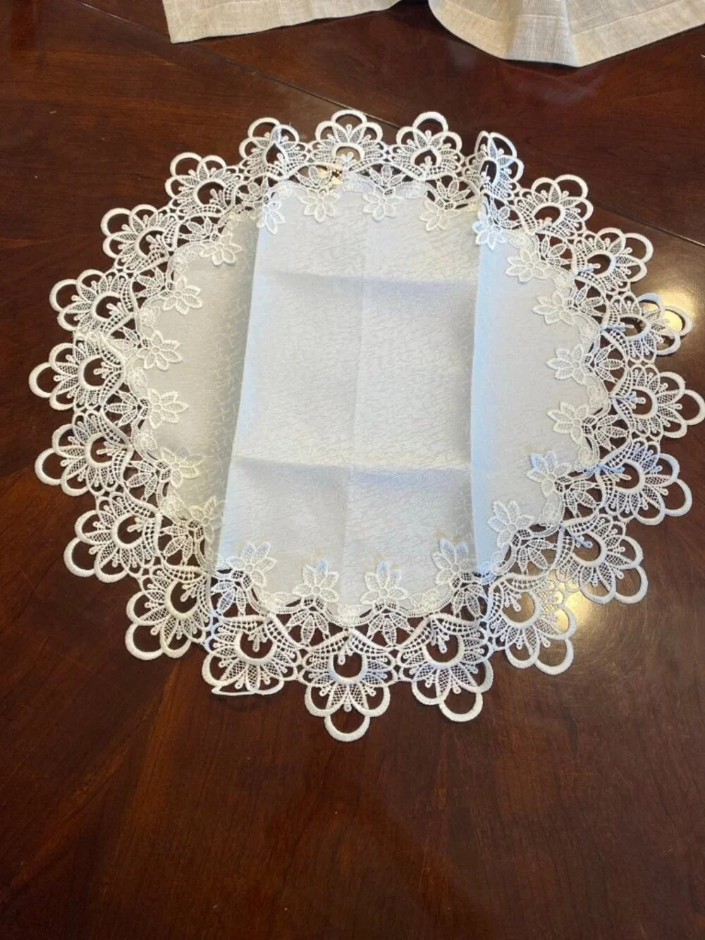 Round White Jacquard Lace Table Top Centerpiece Doily Placemat 23”